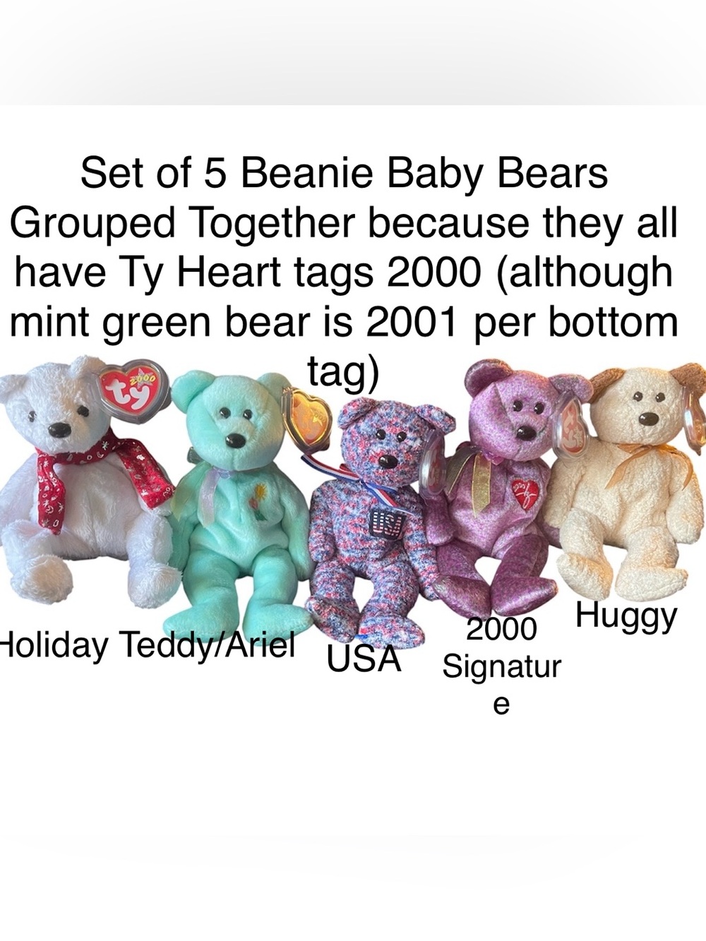 Ty SetOf 5 NWT Beanie Babies Bears 2000 Vintage Mint
